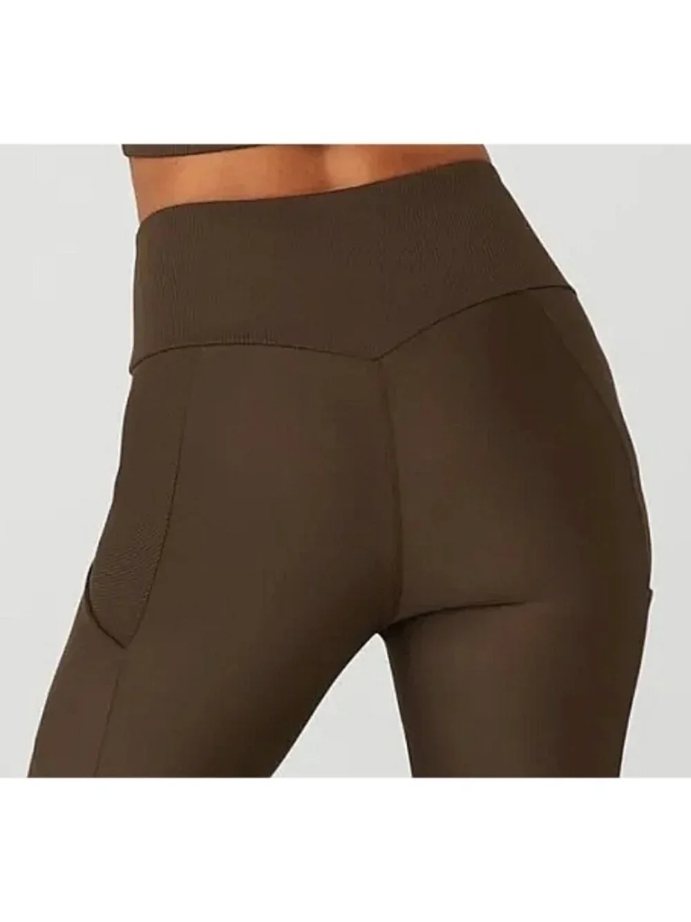 Alo Ribbed Airlift High-Waist 7/8 Enchanted Leggings Espresso Hi-Rise Waisted S